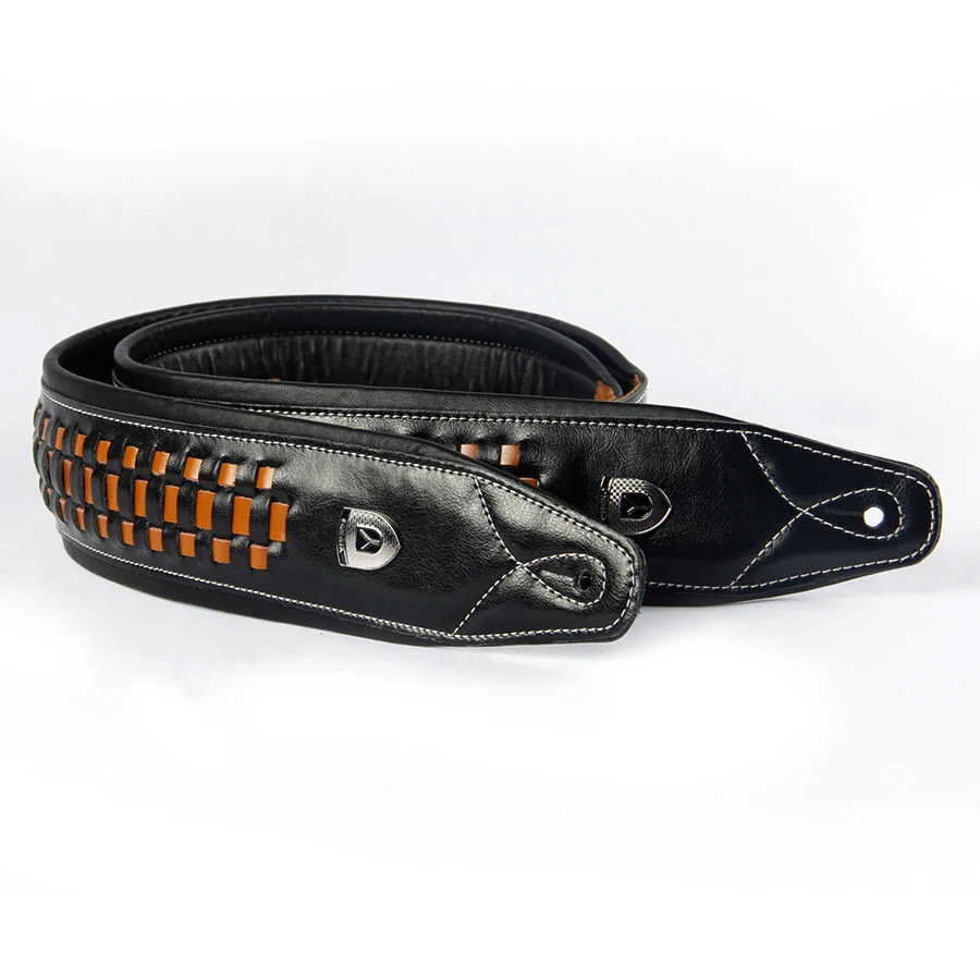 YUEKO Cowhide Leather Guitar Strap  Handmade knit High Quality Strap For Acoustic Electric Bass Guitar Strap guitar accessories