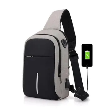 

tol New USB Charging Crossbody Bags Men Anti-theft Chest Pack Short Trip Messengers Bag Waterproof Mobile Phone Shoulder Bag
