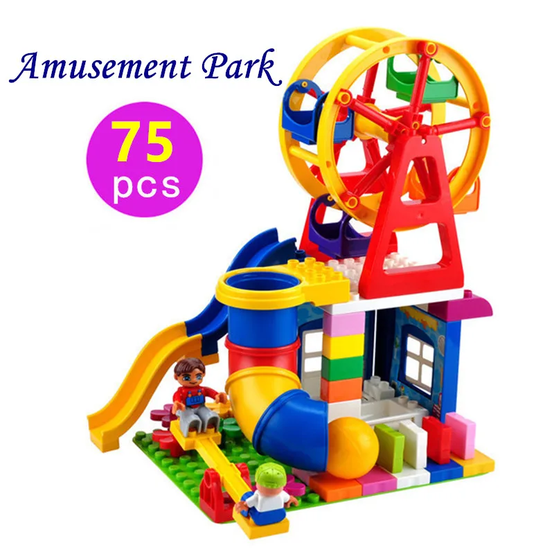 

75pcs DIY Amusement Park Building Blocks Toy compatible legoe Duplooe Parts boy girl ift