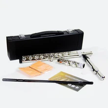 Concert Level 16 Hole E Key C Tune Nickel-plated Flute Cupronickel With hard case
