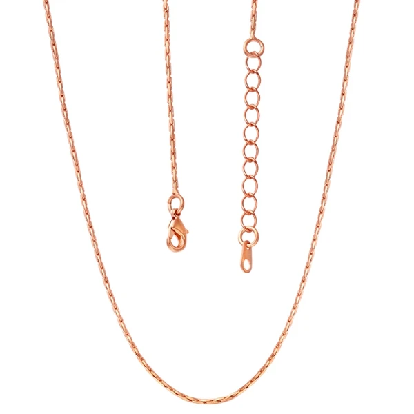 1PC Fine Jewelry Findings 45+5cm Necklace Chains Rose Gold 1.0MM O Chain+Lobeter Clasp Jewellery