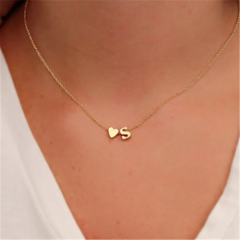 

Fashion Tiny Dainty Heart Initial Necklace Personalized Letter Necklace Name Jewelry for women accessories girlfriend gift