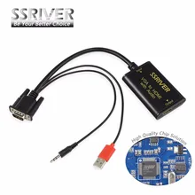 SSRIVER VGA to HDMI Converter 1080P Converter HD Audio AV Converter HDTV Video Cable VGA2HDMI Adapter for TV PC