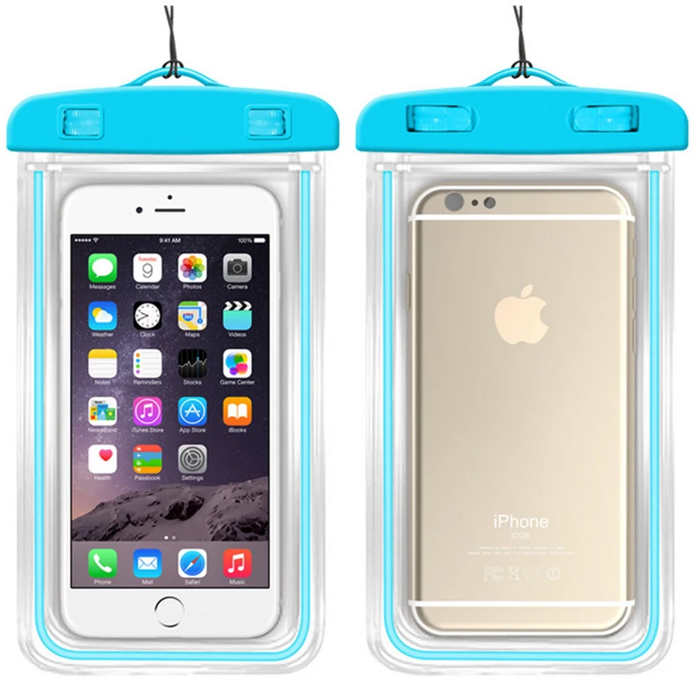 Blue KISSCASE светящаяся водонепроницаемая сумка-чехол для iPhone 7 8 X чехол Универсальный прозрачный водонепроницаемый чехол для samsung S9 S8 Plus - Цвет: Blue