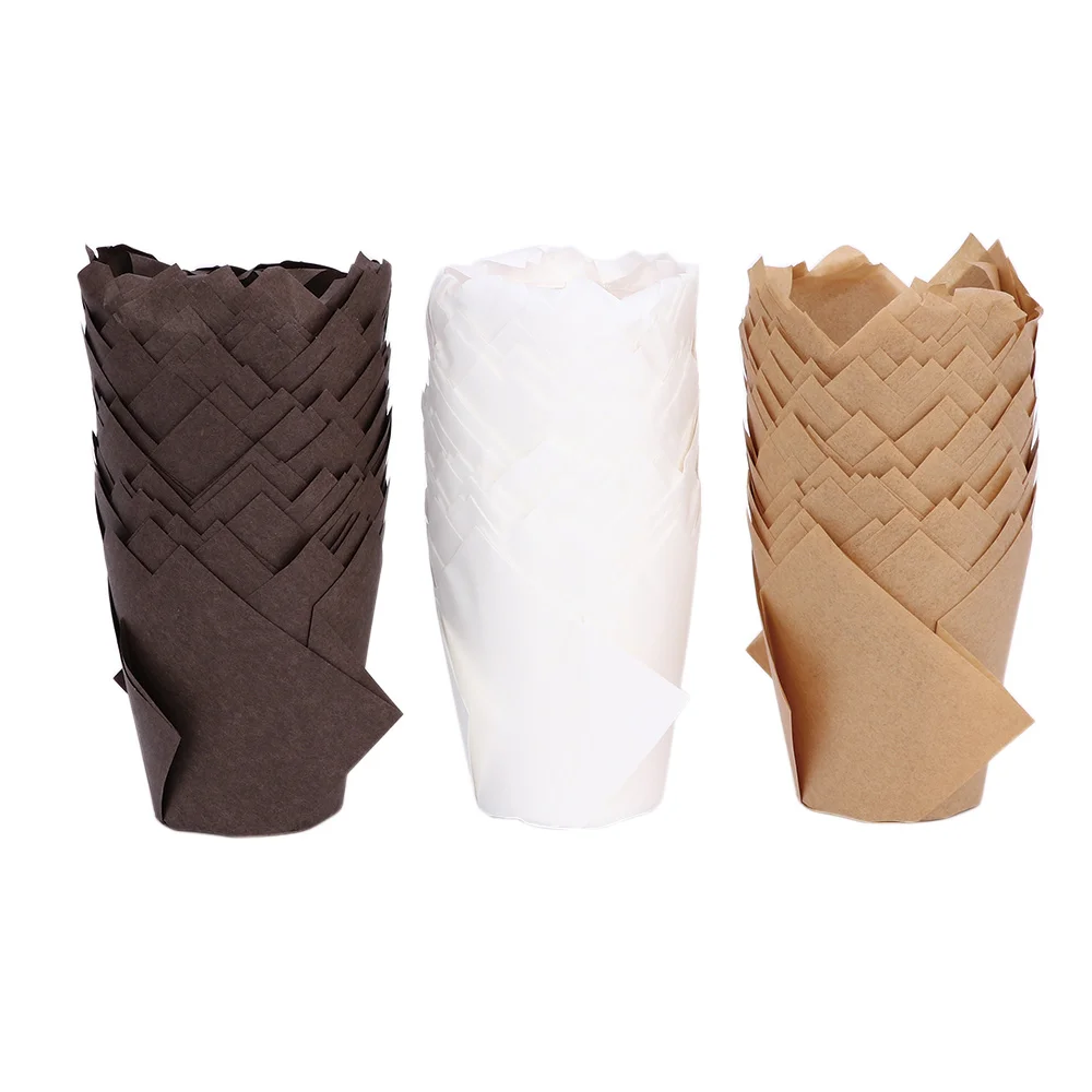 

50 Pcs/set Cake Cups Paper Cake Mold Small Cake Box Cup Tray Decorating Tools Proveided Tulip Shape Kitchen Baking Tools