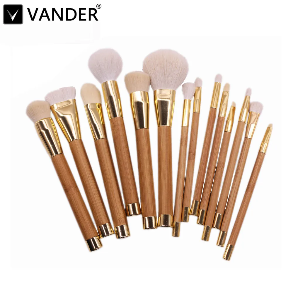 Professional 15pcs Makeup Brushes Set Powder Foundation Eyeshadow Eyeliner Lip Contour Concealer Smudge Brush Tool Khaki