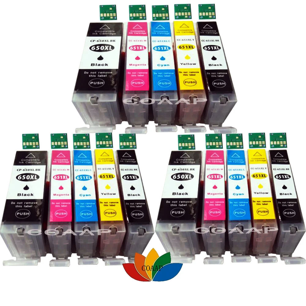 

15 PGI 650 BK /CLI 651BK/ C/M /Y Compatible ink cartridge for canon PIXMA MG6360/MG7160 printer full ink