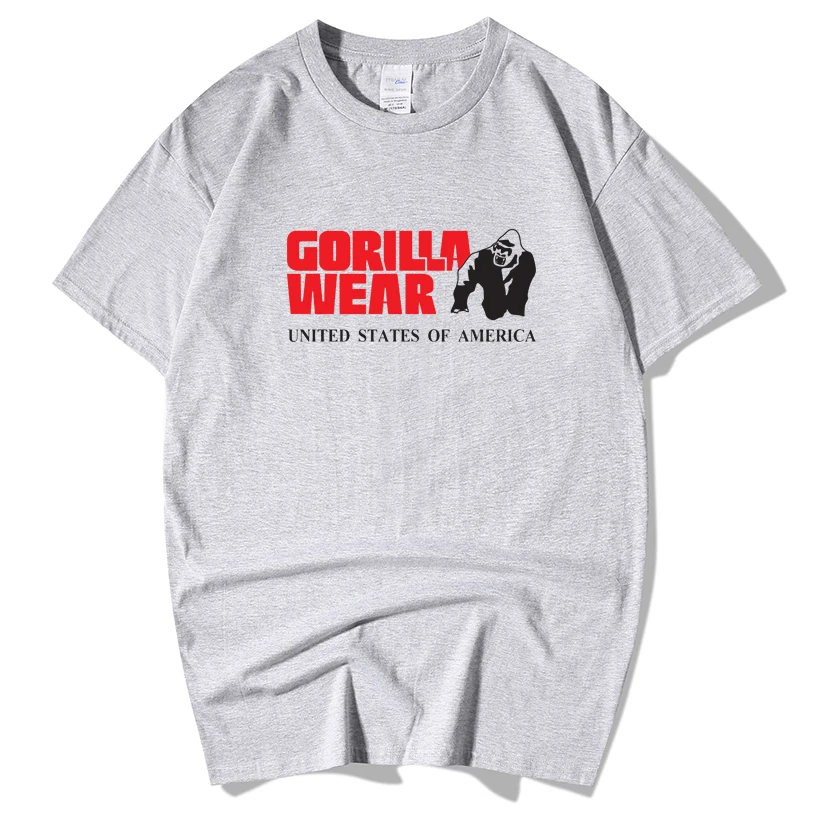 

2019 New Fashion Brand Men T-shirt Gorilla Wear Print Solid Color Mens Hot Sale Short Sleeves Straight Men Loose Cotton