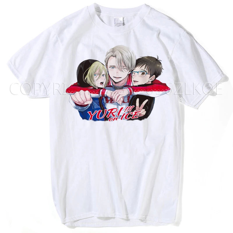 Юрий! Новинка аниме футболка для косплея на льду Victor Nikiforov Yuri Plisetsky короткие