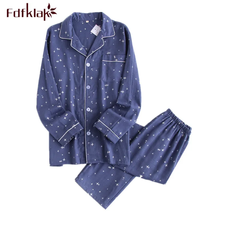 Fdfklak, большой размер, Хлопковая пижама, для женщин, для отдыха, набор, Пижама для пары, весна, осень, домашняя одежда, женская пижама, костюм