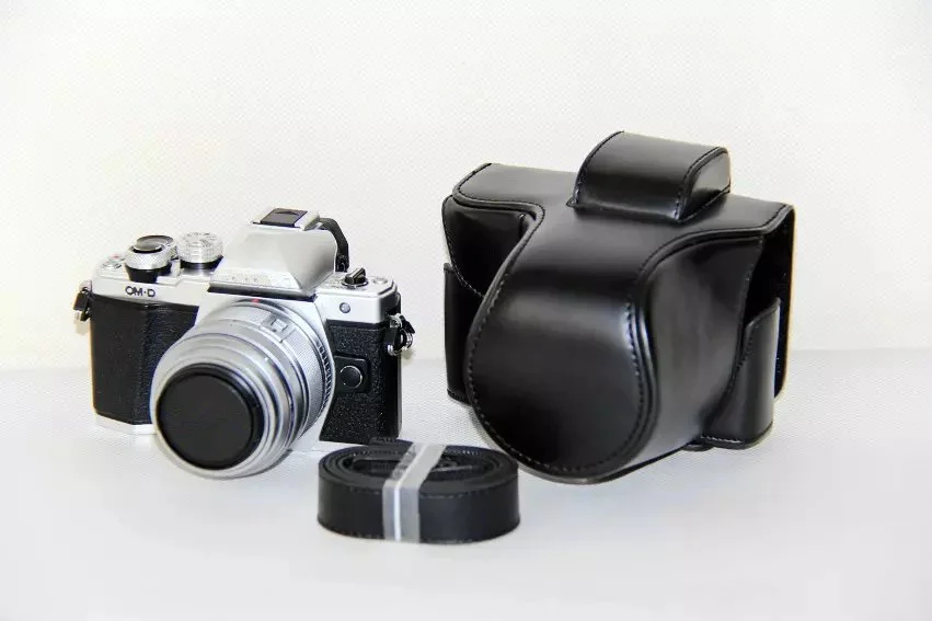 Чехол из искусственной кожи для камеры Olympus EM10 II E-M10 MarkII EM10 III E-M10 Mark III чехол для камеры с плечевым ремнем - Цвет: Black