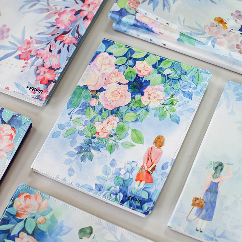 

A5 Kawaii Girl Floral Beautiful Flower Notebook Paper Hardcover Notebook Cute Diary Book Personal Journal Planner Stationery