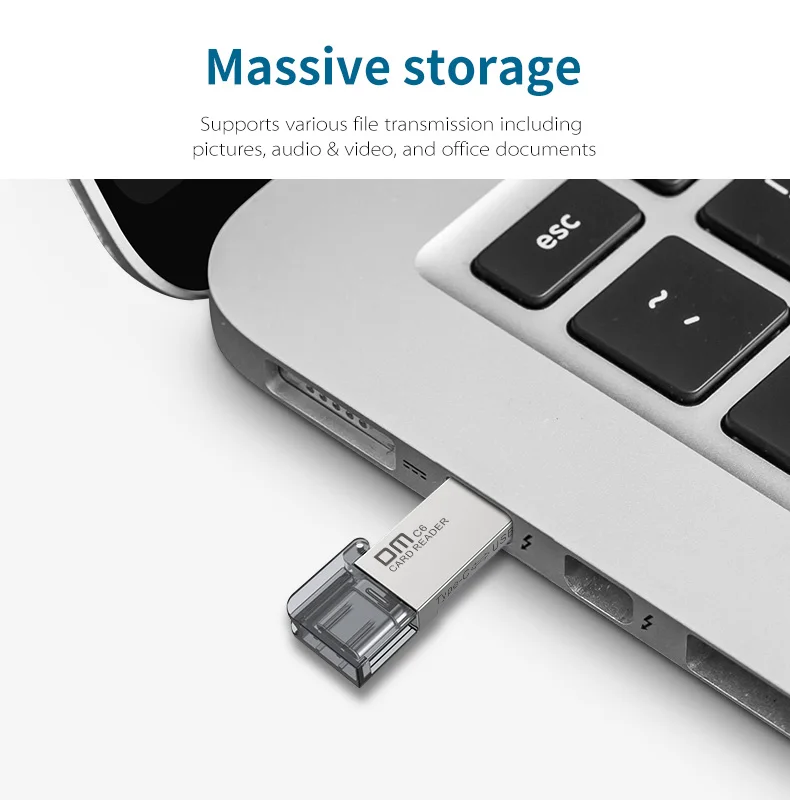 DM USB C Card Reader CR006 Micro SD/TF Тип C Multi чтения карт памяти для MacBook или смартфон с USB-C интерфейс