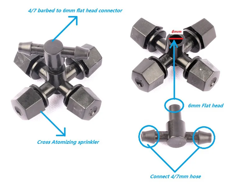 5 компл. nuonuowell 2 Тип крест запотевания пульверизатор с 4/7 мм шланг тройник разъем Сад капельного орошения четыре способы спрей излучателей