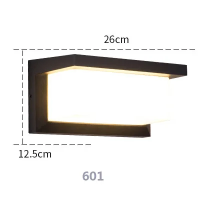 20 Вт светодиодный настенный светильник, водонепроницаемый, IP66, дверной светильник, современный светодиодный светильник для лестниц, балконов, сада, сада, улицы, настенный светильник AC85~ 265 в - Испускаемый цвет: 601