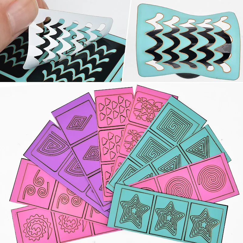 

10 Sheets DIY Manicure Random Designs Irregular Grid Stencil Reusable Nail Art Hollow Stickers Stamping Template Nail Tools