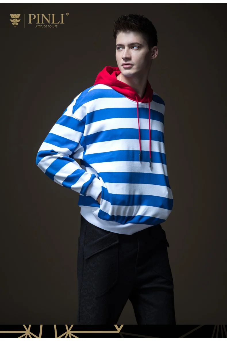 Распродажа Moletom Moleton Masculino Pinli осенний мужской полосатый B183609552 цветной Полосатый Бум