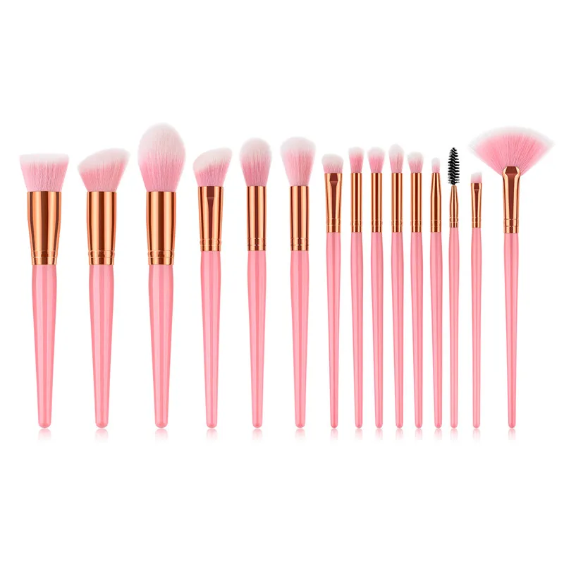 

15PCS Makeup Brushes Set 2Colors For Eyelash Eyebrow Powder Blush Brush Facial Makeup Beauty Make up brush kit T15015