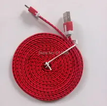 500pcs lot Colorful 3M 10FT Micro Flat noodle Braided USB Charger cable for Blackberry HTC font