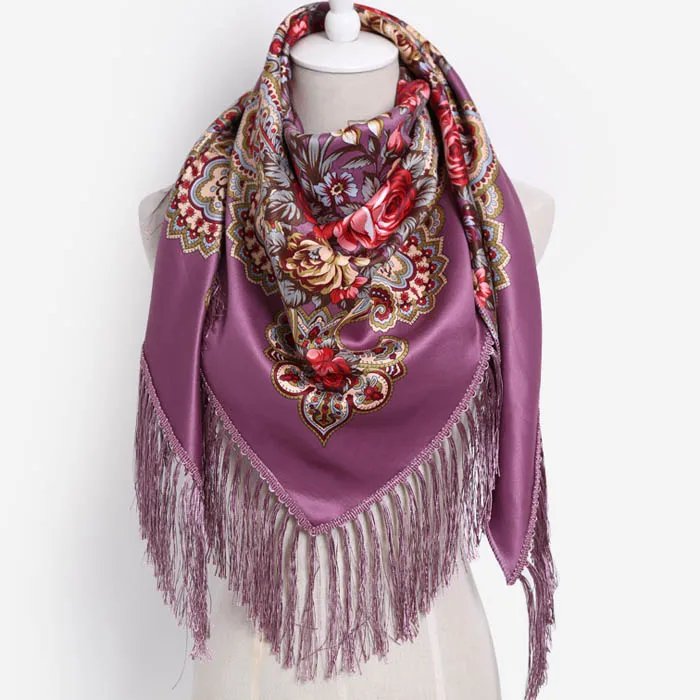 Зимний треугольный шарф с принтом для женщин, брендовый роскошный пашминовый хлопковый шарф с кисточками, цветочный теплый утолщенный шарф, шаль, бандана - Цвет: pipink