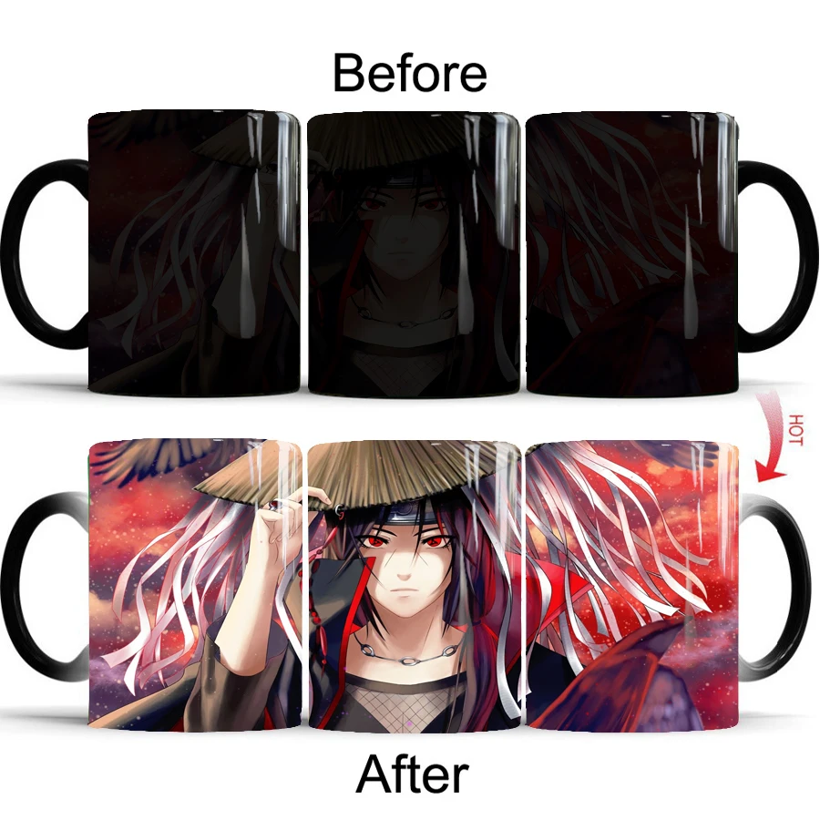 

1pcs Uchiha Itachi Color Changing Mug 350ml Cool Anime Naruto Heat Reveal Porcelain Coffee Milk Cups Birthday Gift For Boy