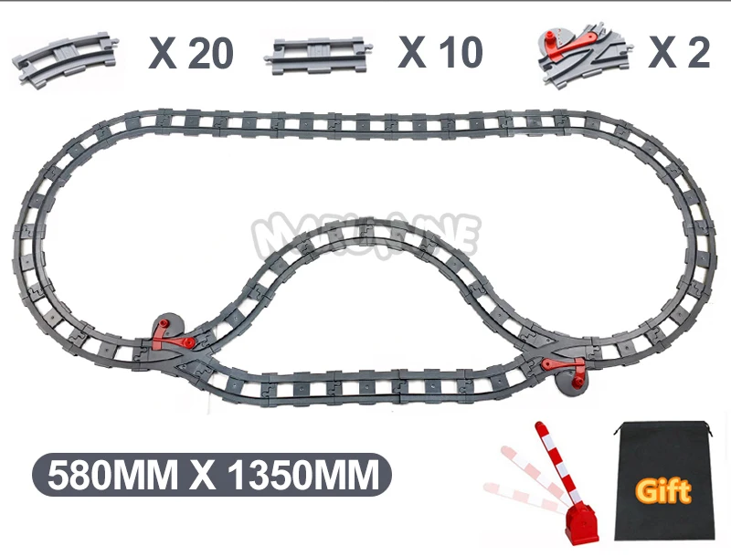 Marumine строительные блоки город Duplo поезд Staight изогнутый трек кроссовер железнодорожный переключатель Кирпичи подарок для детей