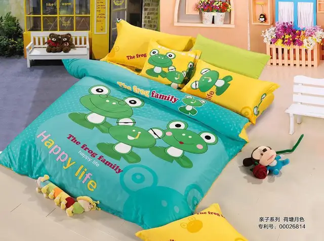 cute frog bedding set queen size cartoon quilt duvet cover designer queen size character sheets