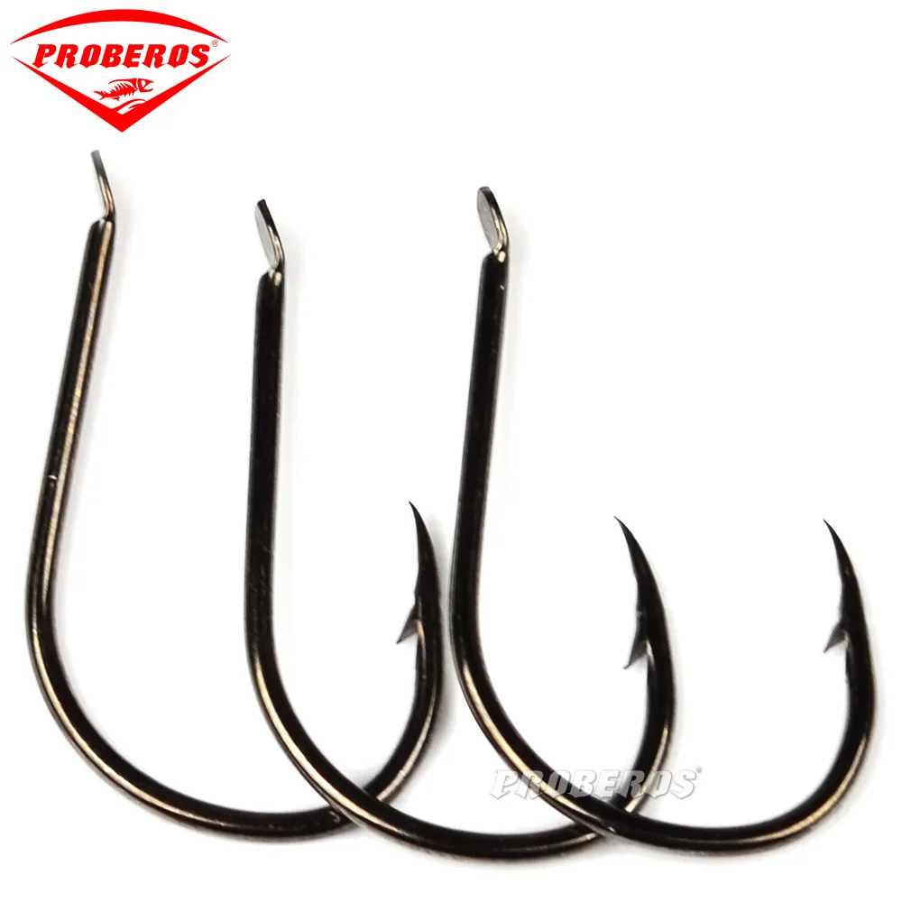 200PCS Iseama Fishhook 1#2#3#4#5#6#7#8#9#10#11#12#13#14#15# Single Hook High Quality Fishing Hook Black Color Single Big Hook