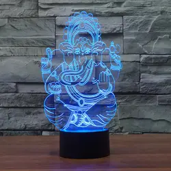 Индии бодхисаттвы 3D ночь светодиодная дистанционного Touch swithc LED 7 цветов USB LED 3D иллюзия Лампа Домашний Декор как детские игрушки подарок