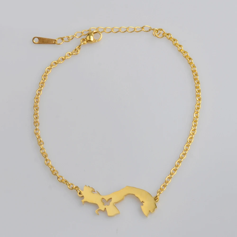 

Gold Color Length 19cm + 4cm Bracelet Panama Maps Charm Bangles for Women Girls Map Jewelry #J0431