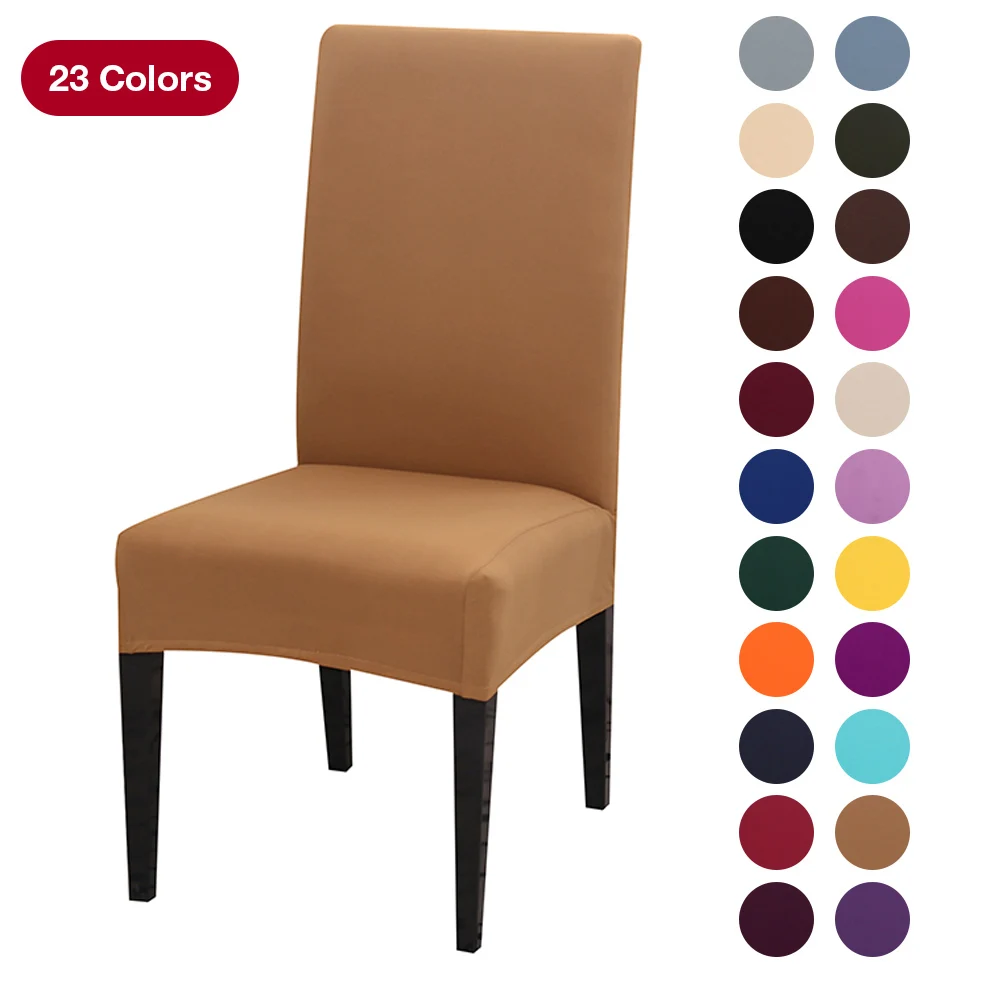

Solid color Chair Cover Comfortable Wrinkle Resistant Spandex Hood Removable Stretch Dining Room Wedding Banquet Chair Cover