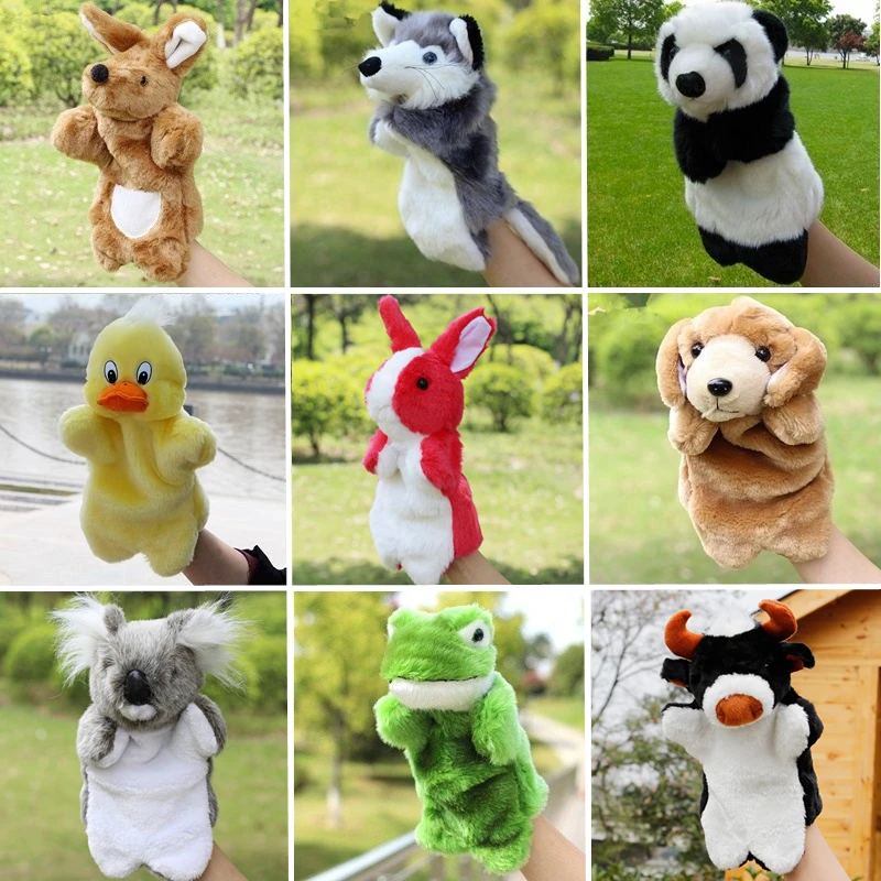 

Plush Hand Puppets Rabbit Panda Cow Dog Frog Doll Fantoche Parent-child Interactive Plush Anima Soft Toys Brinquedo Marionnette
