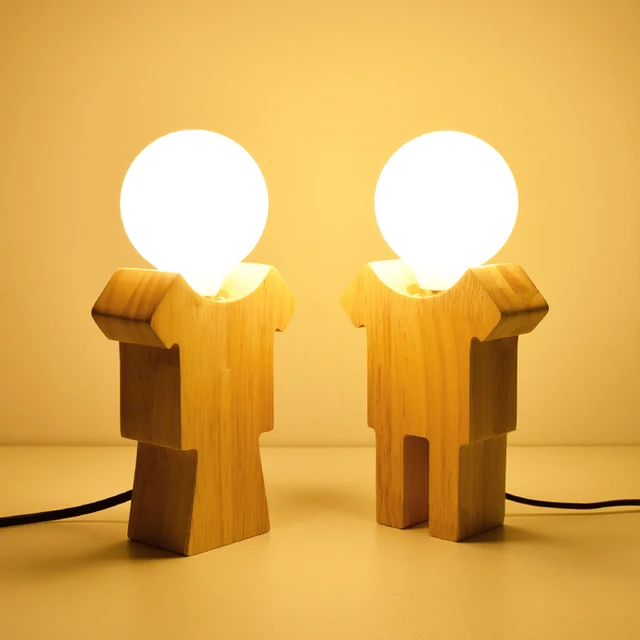 Wood Quality Table Lamps Pair Bedroom Lighting Decorative Lights Table Lamp Without Shades for ...