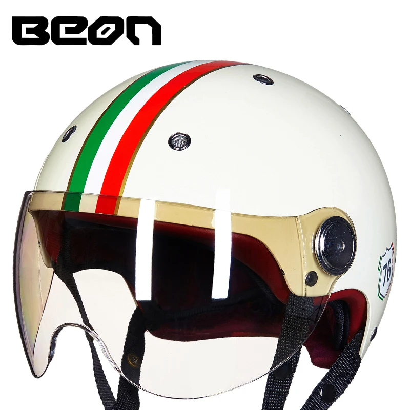 Унисекс BEON летний винтажный мотоциклетный Байкерский шлем 3/4 лицевой шлем Casco capacete DOT одобренный всесезонный для B100 - Цвет: a20