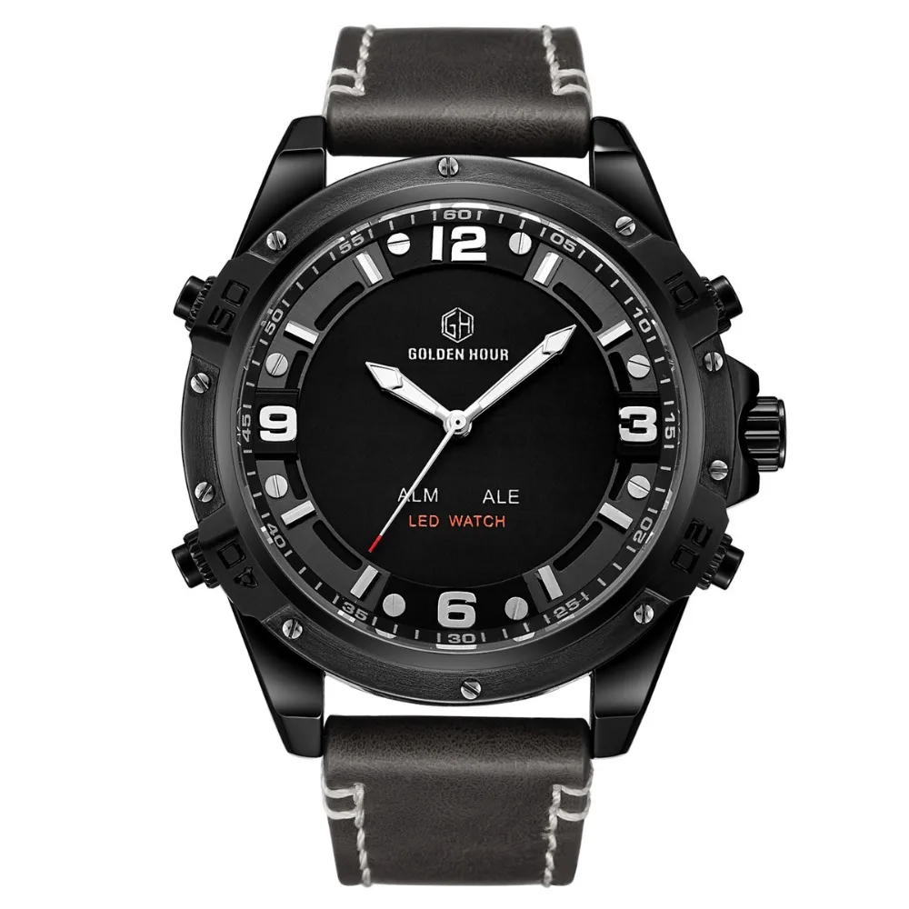 

Original Brand Fashion Sport Watches Men Quartz Analog LED Clock Man Leather Military Waterproof Watch Relogio Masculino