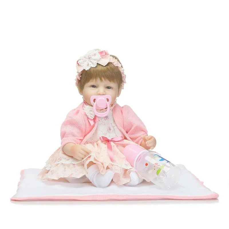 

Blue eyes girl doll 16inch 42cm Reborn Baby Dolls Silicone Reborn Babies Kids super real babies Playmate Birthday Xmas Gift