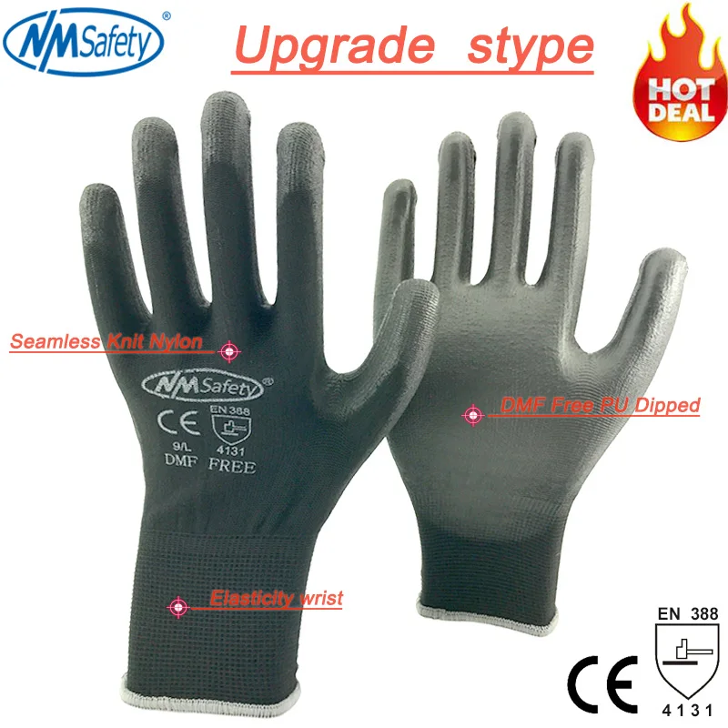 NMSAFETY 12 пар рабочие защитные перчатки Мужчины гибкий нейлон или полиэстер рабочие перчатки