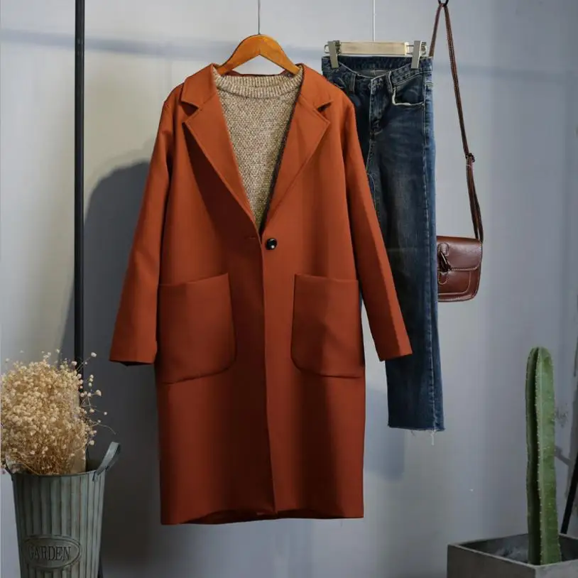 Style Section Tranchée Couleur Profil Nouvelles Automne D'hiver L1034 Coupe Bf 2018 Lâche Longue Manteau Femmes Black De Outwear Solide vent Et mnON8w0v