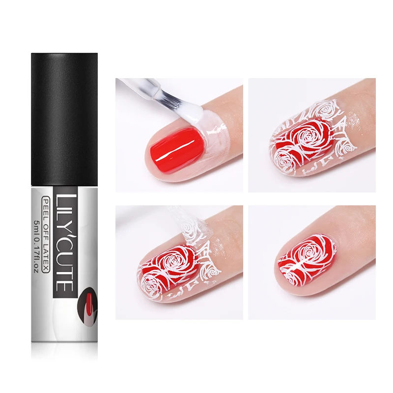 

LILYCUTE 5ml Odor-free Peel Off Liquid Tape Cold-resistant Quick Drying White Manicure Nail Care Protector Nail Gel Design