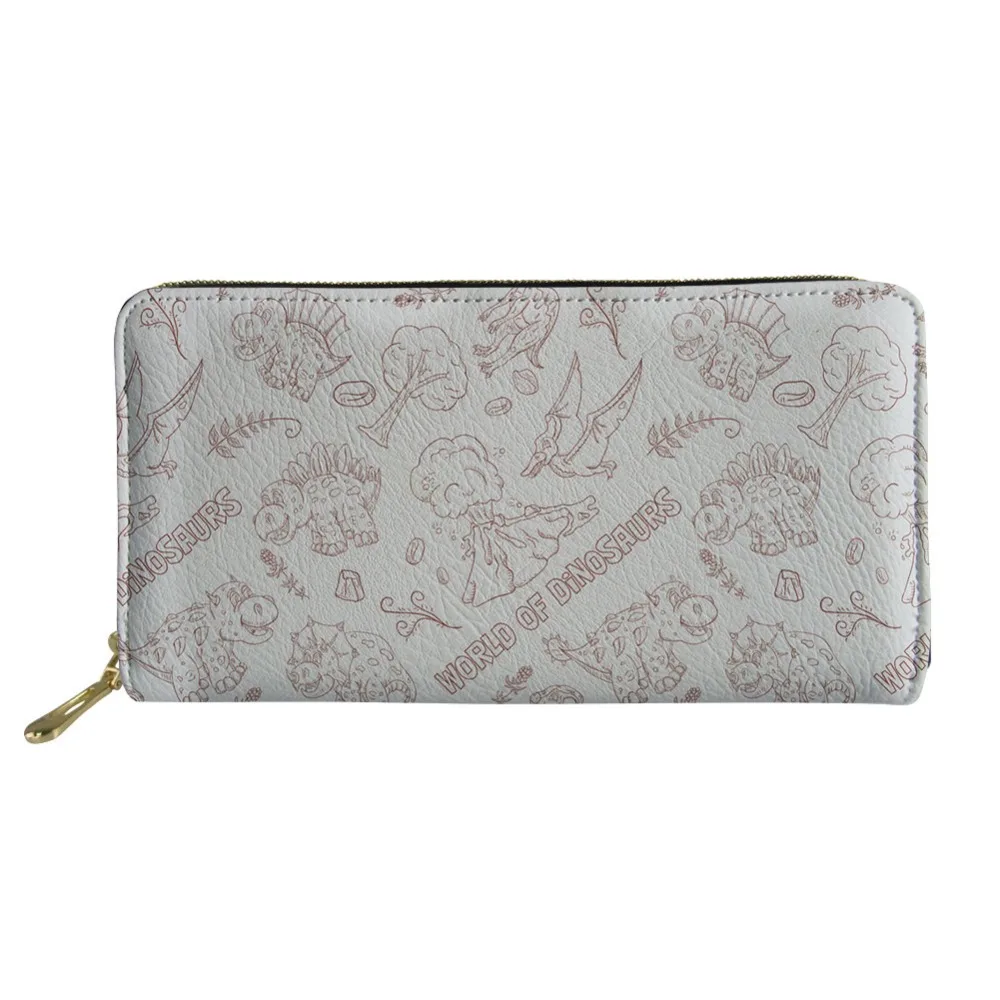 

Leather Women Wallets and Purses Gothic Moon Phase Witching dinosaur Cartoon Girls Money Card Holder Long Style Clutch 2019