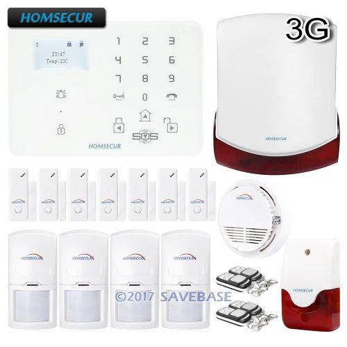 

HOMSECUR Wireless WCDMA-3G/GSM Home Security Alarm System With Red Flash Siren