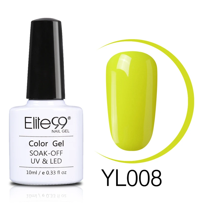 Elite99, желтый цвет, серия 10 мл, Гель-лак для ногтей, УФ-гель, светодиодный, лампа для маникюра, основа, верхнее покрытие, впитывается, Полупостоянный гель для ногтей - Цвет: 008