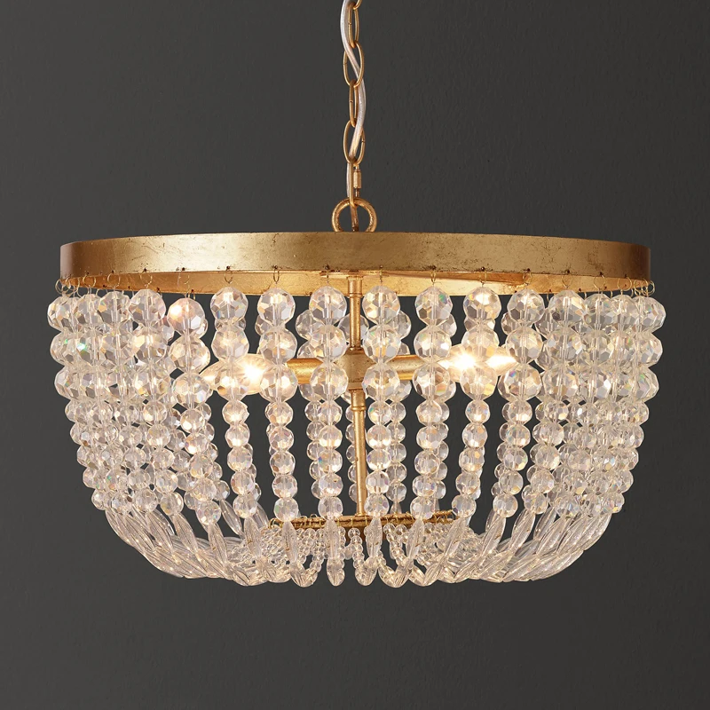 

small vintage gold crystal bead chandelier retro lighting luxury antique hanging light fixture in bedroom kitchen dining room