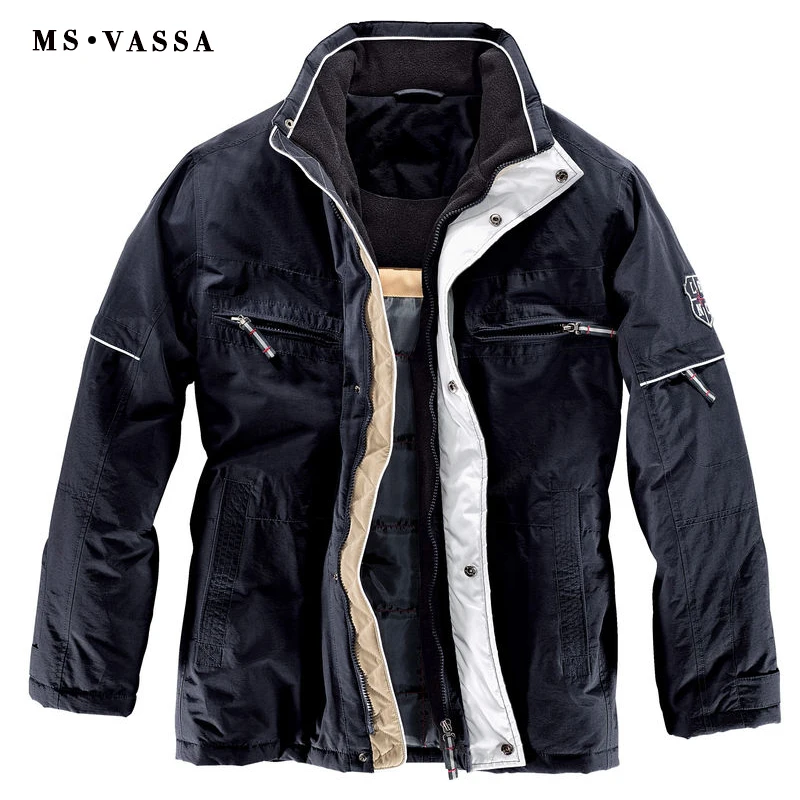MS Vassa 2018 Новые поступления темно зимние куртки Мужская парка пальто для будущих мам большой флисовый Воротник теплая обивка куртк