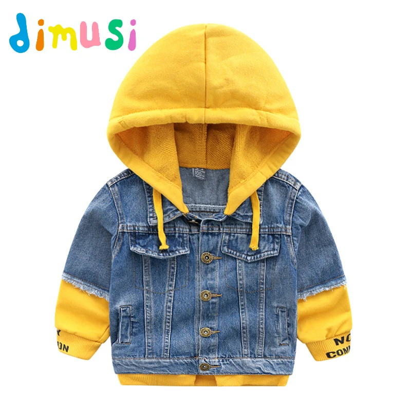 DIMUSI/джинсовые куртки весенне-осенний Тренч для мальчиков детская одежда верхняя одежда с капюшоном ветровка для маленьких детей, джинсовые пальто От 3 до 10 лет