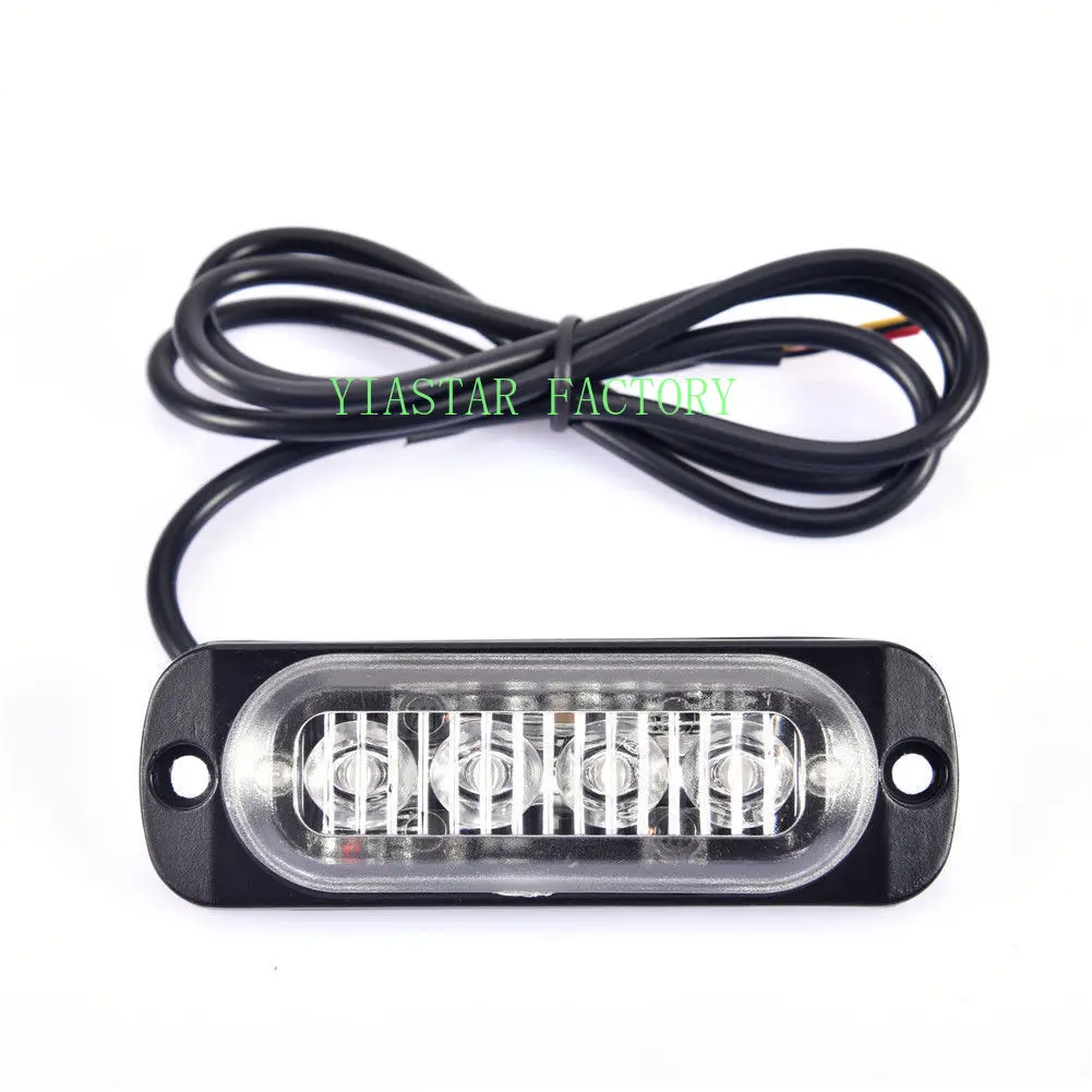 Yiastar 8X 4LED автомобиля строблампа предупреждение свет решетка 24 V-12 V движения янтарь желтая лампа