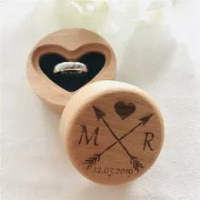 Индивидуальная в форме сердца внутри кольцо шкатулка для пары брак персонализированные Жених невесты свадебные кольца держатели вечерние подарки