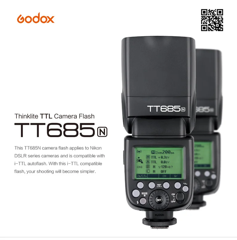 Godox TT685N 2,4G Беспроводной вспышка для фотокамер Speedlite HSS 1/8000s i-ttl GN60 Вспышка Speedlite для Nikon D800 D700 D7100 D7000 D5200 D7500 D810 D850 D750