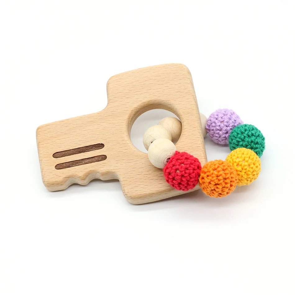 Деревянное кольцо детский подарок Материал Прорезыватель в форме животного Прорезыватель для зубов органический деревянный силиконовый бисер аксессуары-погремушки детские игрушки
