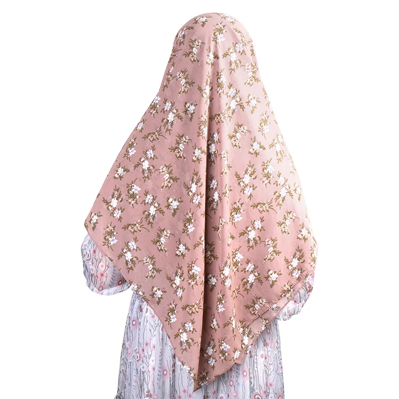 145 см квадратный хиджаб тесемок, шифоновый шарф с цветочным принтом плотная мусульманские платки шарфы платки обертывания шарфы-повязки